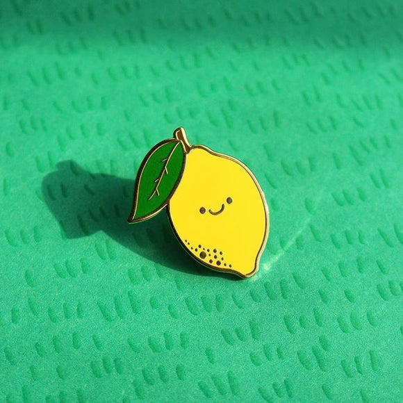 happy lemon enamel pin