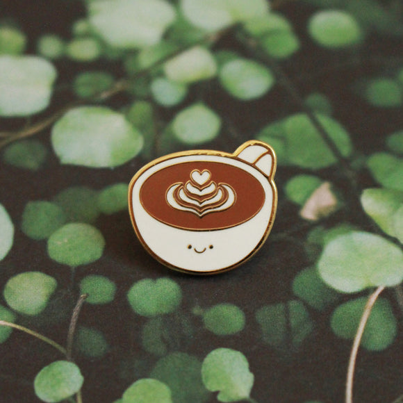 happy coffee enamel pin