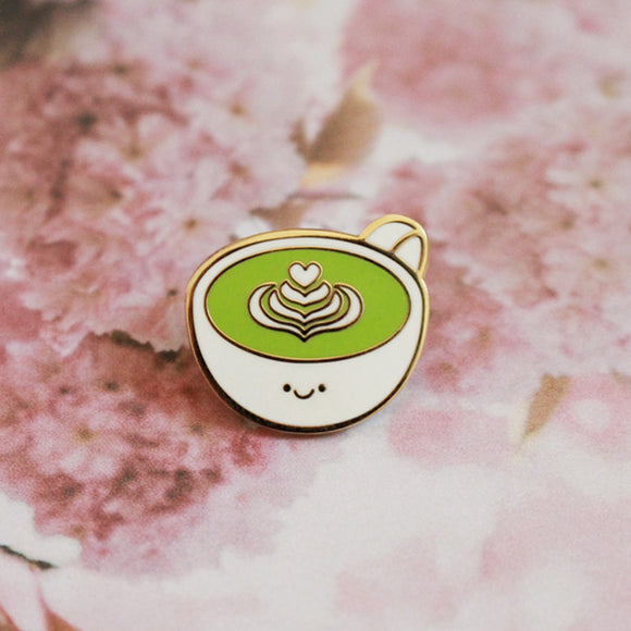 happy matcha enamel pin