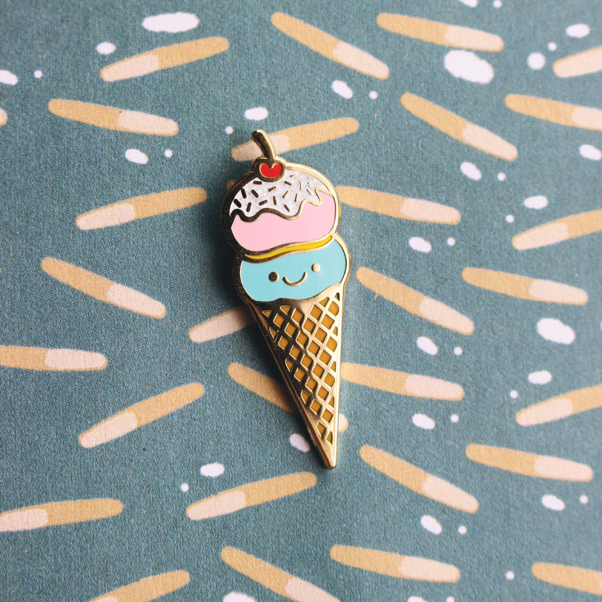 happy ice cream enamel pin – milk & honey pins