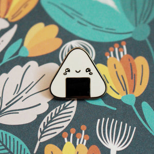 happy onigiri enamel pin